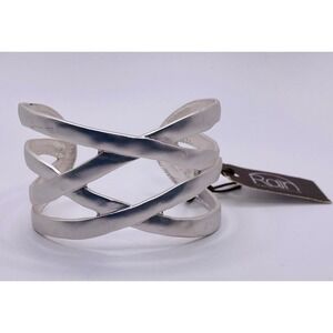 NWT Rain Jewelry Collection Silver Fashion Cuff Bracelet Overlapping Crisscross